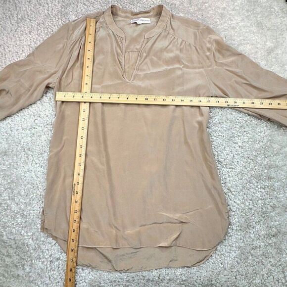 Amanda Uprichard Silk V-Neck Blouse Beige Tan - Picture 6 of 6